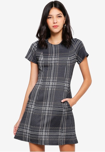 Dorothy Perkins Grey Check Jersey Fit And Flare